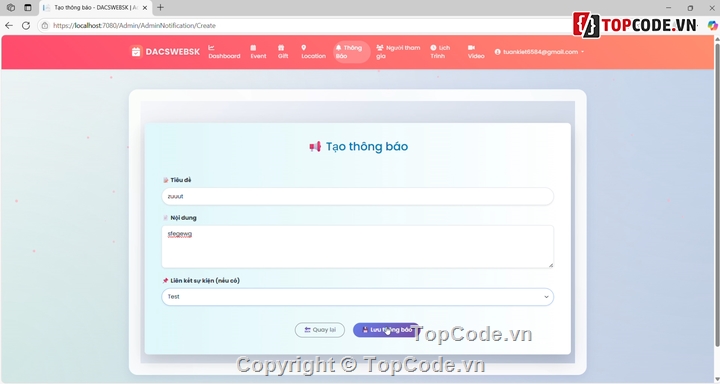 web sự kiện,Hệ thống quản lý sự kiên,Quản lý sự kiện