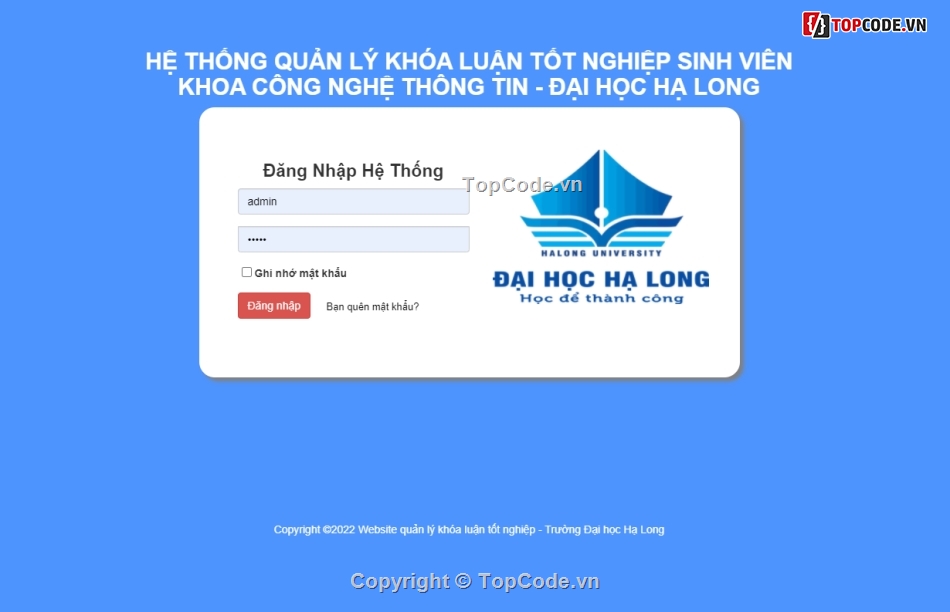 khóa luận tốt nghiệp,khóa luận tốt nghiệp công nghệ thông tin,Code quản lý khóa luận,web quản lý khóa luận,Code web quản lý khóa luận