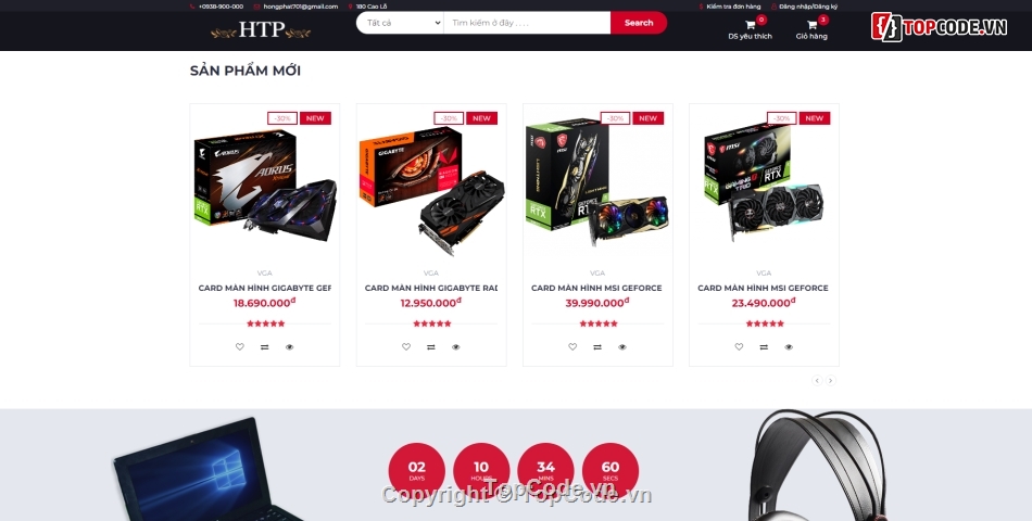 Code bán máy tính,Web bán máy tính,Website bán linh kiện máy tính,Website bán điện tử,Web điện máy,máy tính