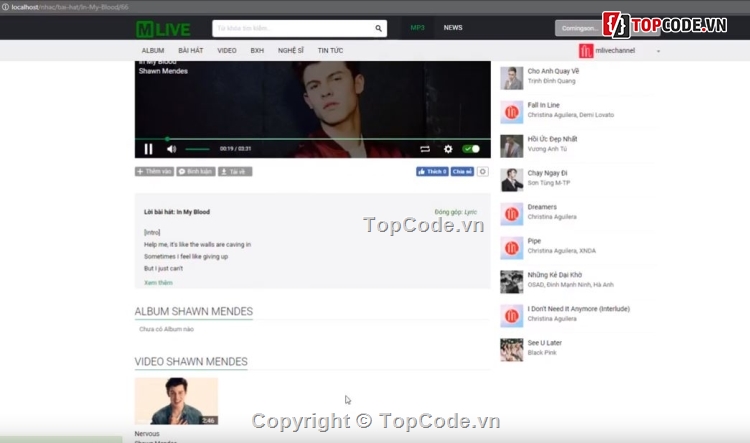 code website nhạc,code website nghe nhạc,Website video nhạc,Web nhạc