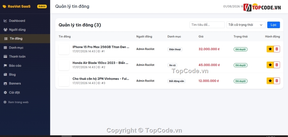 code rao vặt,website rao vặt php,rao vặt mvc,code web bán hàng,tích hợp vietqr momo vnpay,raovat saas
