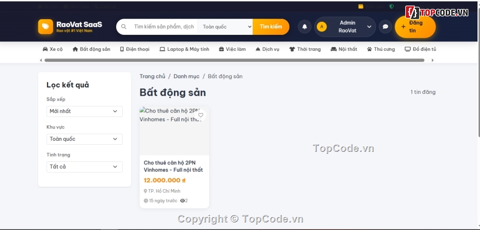 code rao vặt,website rao vặt php,rao vặt mvc,code web bán hàng,tích hợp vietqr momo vnpay,raovat saas