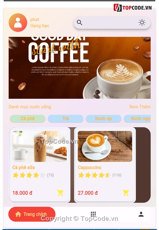 app bán hàng,app bán cafe,app coffee