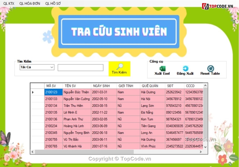 kí túc xá,hệ thống quản lí kí túc xá winform c#,winform sqlserver,C#,wnform c#,uán lí kí túc xá winform