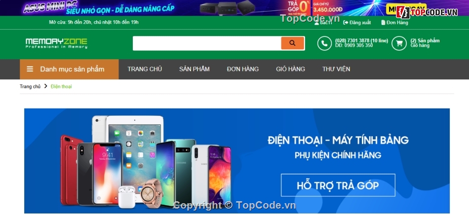 Đồ án,Đồ án web PHP,web bán điện thoại,website bán hàng php,web shop điện thoại,website