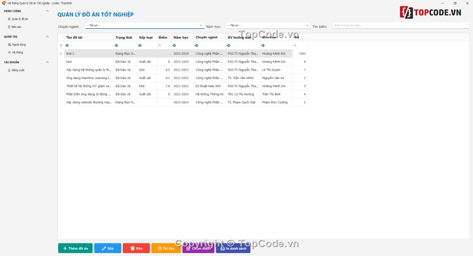 mẫu đồ án tốt nghiệp c# winform có database,phần mềm chấm điểm đồ án tốt nghiệp c#,đồ án c# quản lý đồ án tốt nghiệp full code,source code quản lý đồ án 3 lớp sql server