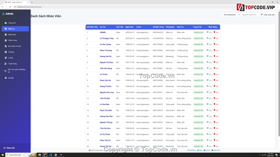 quản lý nhân sự,Đồ án quản lý nhân sự,Web quản lý nhân sự php mysql,đồ án quản lý nhân sự php mvc