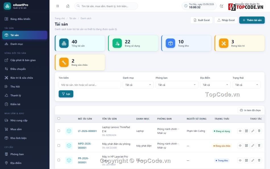 Quản Lý Đồ Dùng Thanh Lý,PHP và MySQL,Quản lý tài sản