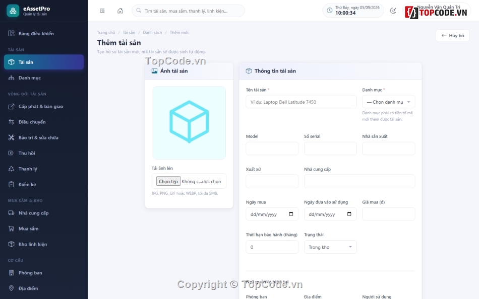 Quản Lý Đồ Dùng Thanh Lý,PHP và MySQL,Quản lý tài sản