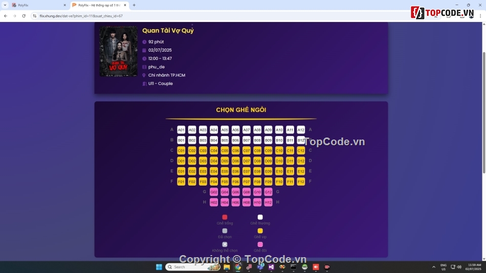 Đồ án bán vé xem phim,Đồ án web bán vé xem phim php,web bán vé xem phim php mysql,web php bán vé xem phim php