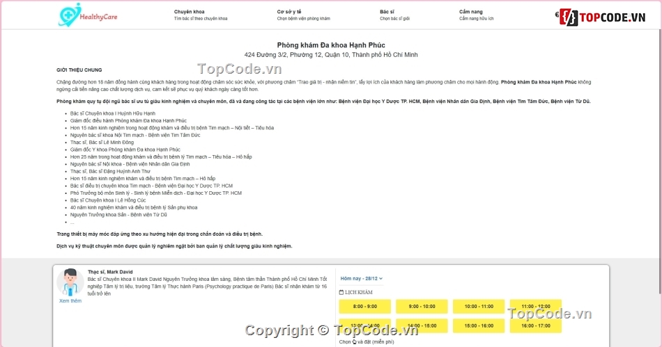 Đặt lịch khám bệnh online,web đặt lịch khác,web khám bệnh,Nodejs lịch khám