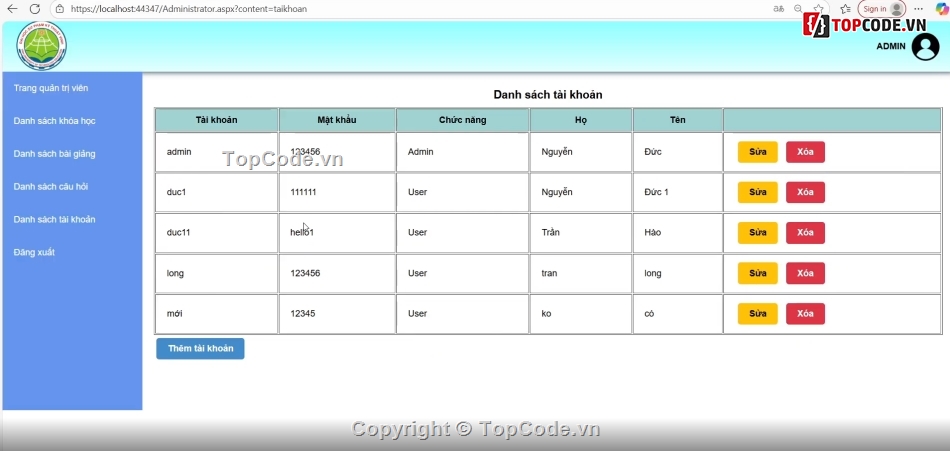 Code đồ án,Code phần mềm quản lý,học tập