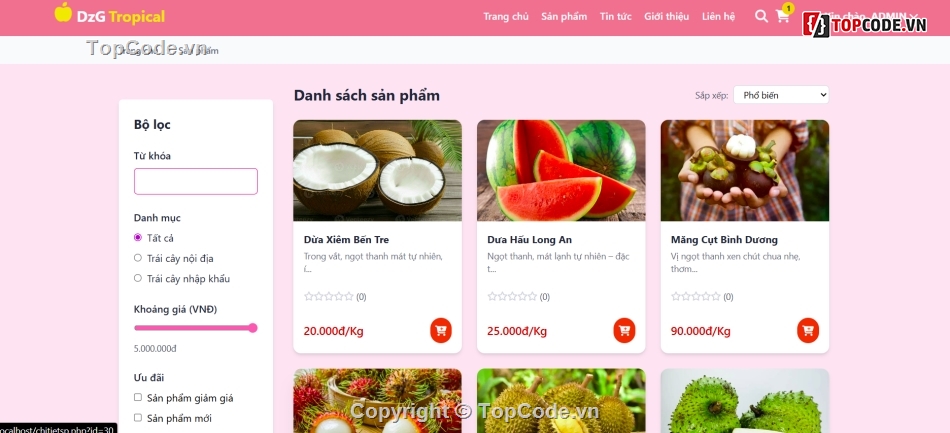 Code web,Code đồ án,Web bán hàng,Code PHP,web bán hoa quả