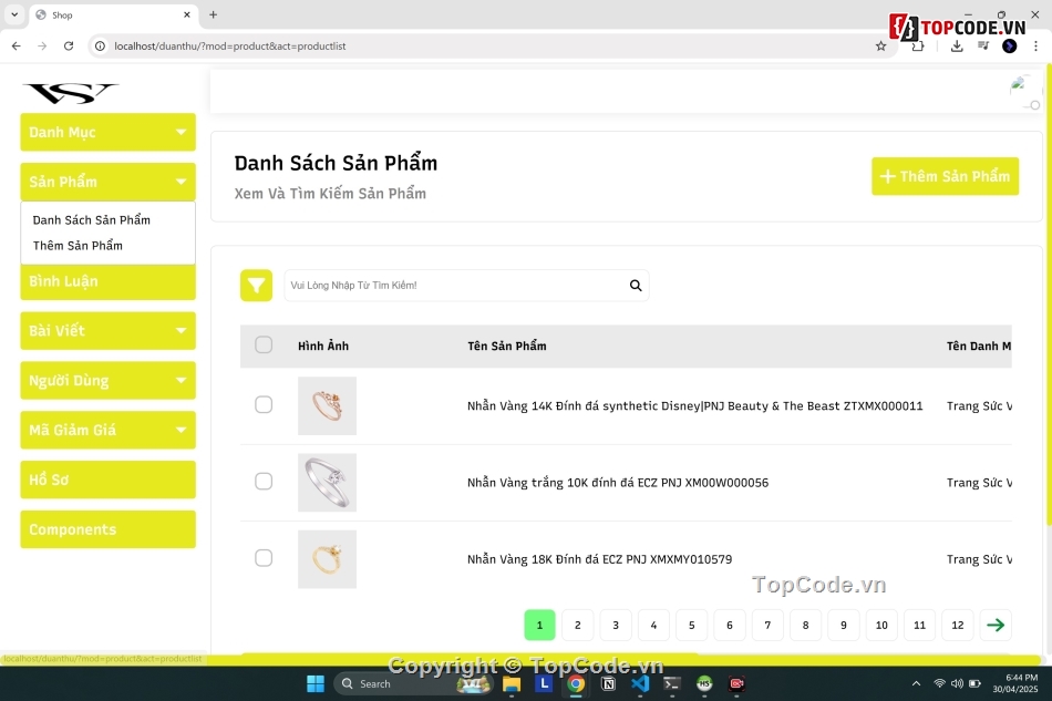 web bán trang sức,web bán hàng,web tích hợp thanh toán momo
