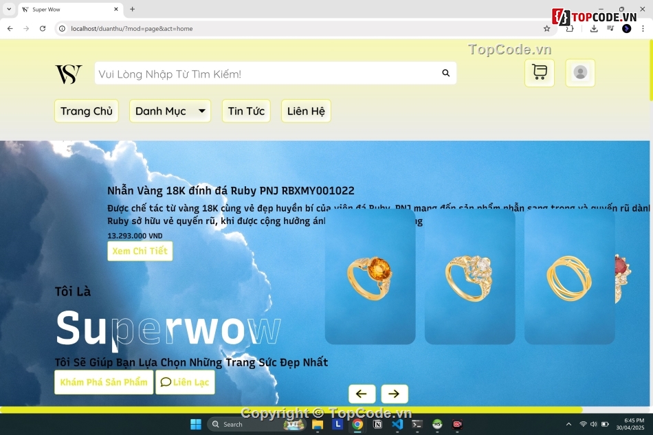 web bán trang sức,web bán hàng,web tích hợp thanh toán momo