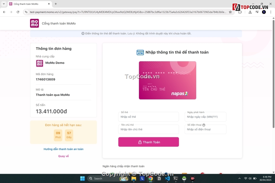 web bán trang sức,web bán hàng,web tích hợp thanh toán momo