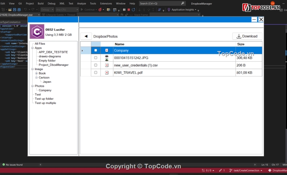 Dropbox app,Winform C#,Dropbox API,3 layer,Sql Server,Dropbox download file