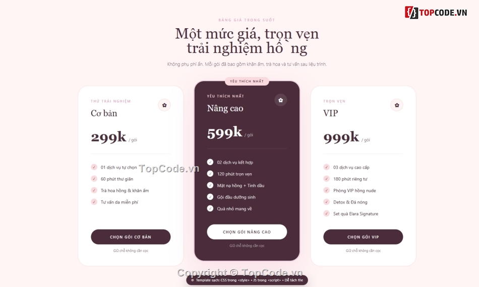 spa,template spa,landing page spa,spa hong,template tham my vien