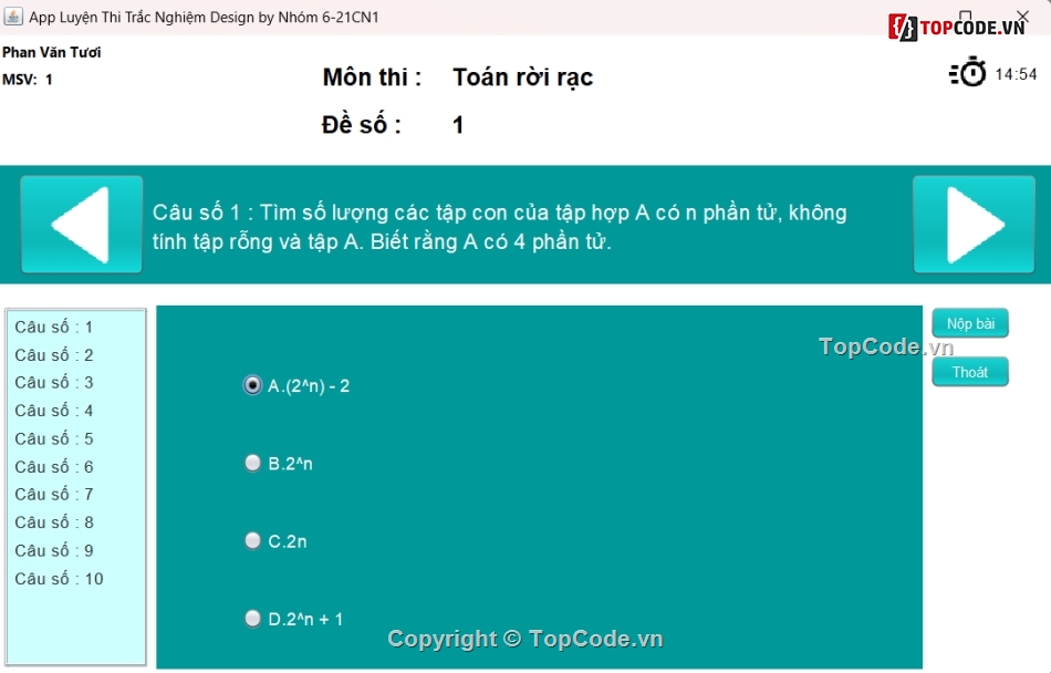 Code thi trắc nghiệm,Phần mềm trắc nghiệm,Phần mềm thi trắc nghiệm php,Code đồ án,Code phần mềm quản lý,Sharecode