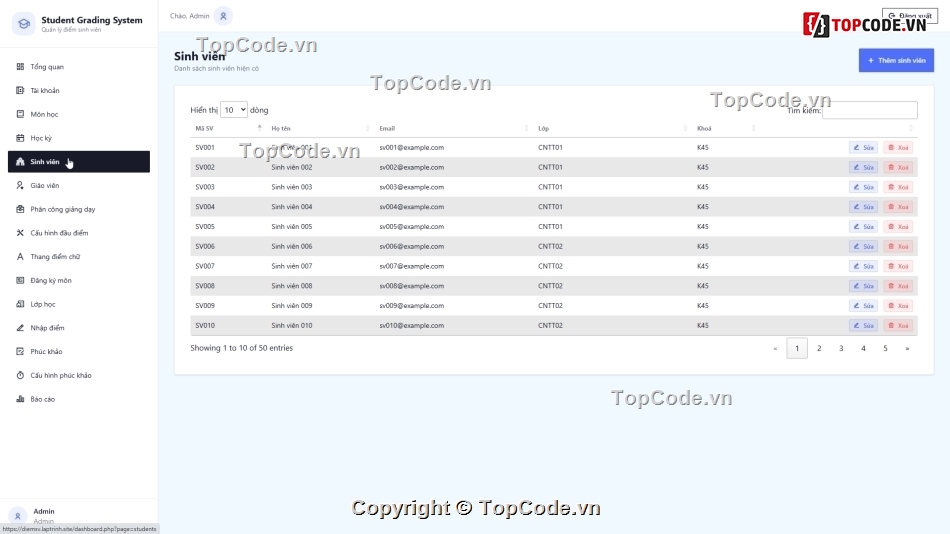 hệ thống quản lý điểm,code tính điểm thi,nhập điểm tự động,sinh viên