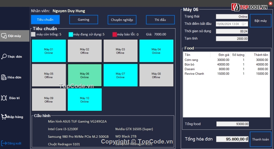 mô hình 3 lớp,code C#,winform,quản lý quán nét,quản lý cyber