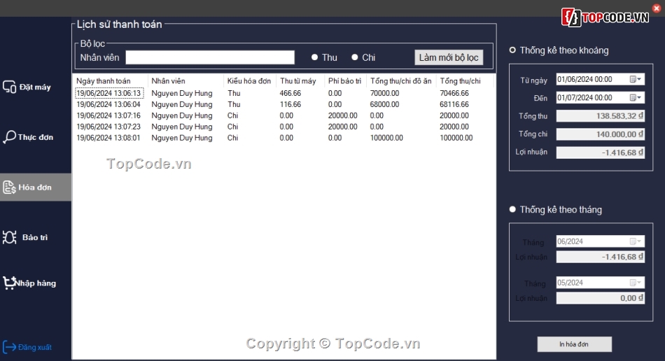 mô hình 3 lớp,code C#,winform,quản lý quán nét,quản lý cyber