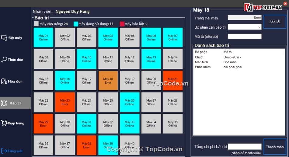 mô hình 3 lớp,code C#,winform,quản lý quán nét,quản lý cyber