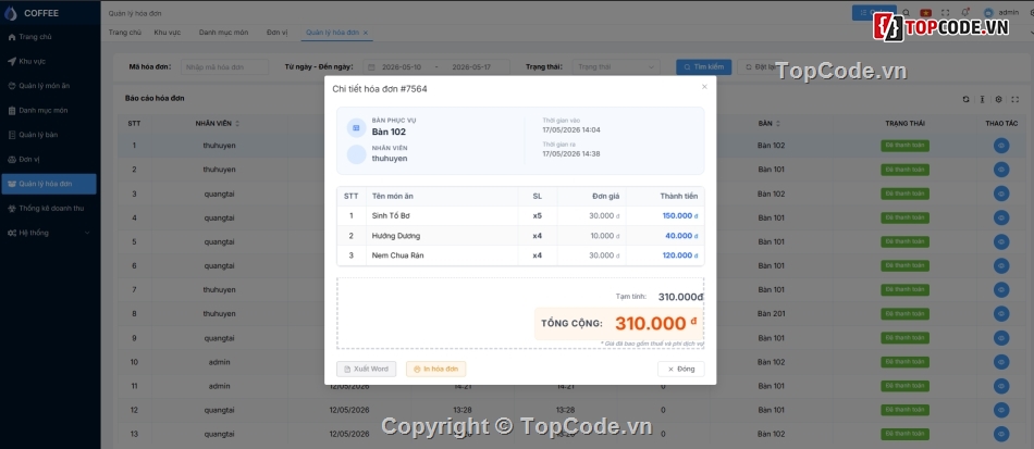 Web thiết kế,Full code Quản lý,Web Quản lý quán Cafe,code Web Quản lý quán Cafe