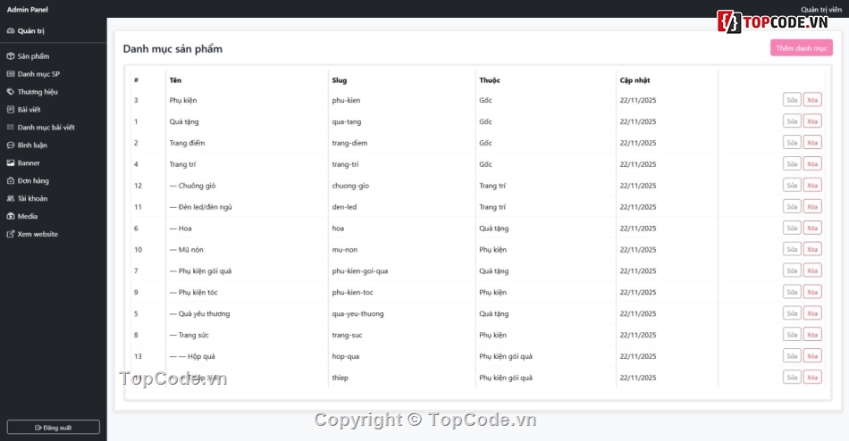 laravel,code website bán hàng,quản lý bán hàng