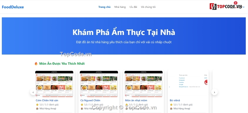 Website đặt món ăn,đặt món ăn,code web đặt món ăn