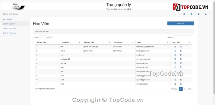 Java servlet,đồ án java,sử dụng ajax,quản lý khóa học,khóa học,Quản lý khóa học