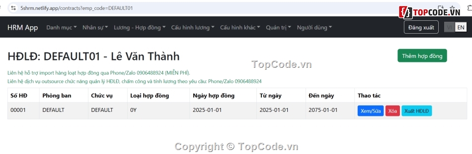 quản lý hợp đồng lao động,tính lương theo luật,hỗ trợ tất cả mẫu HĐLĐ