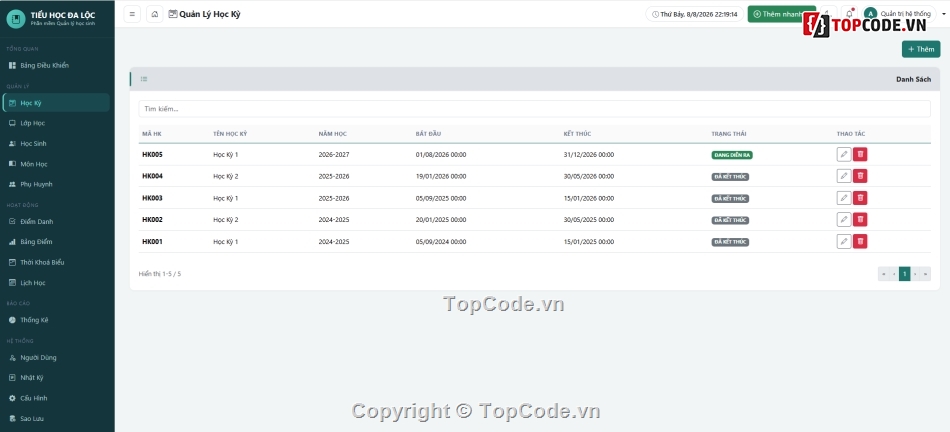 Full code Quản lý,Quản lý học sinh,Quản lý lớp học
