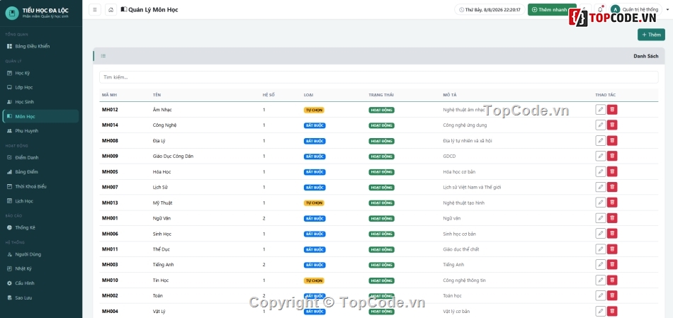 Full code Quản lý,Quản lý học sinh,Quản lý lớp học