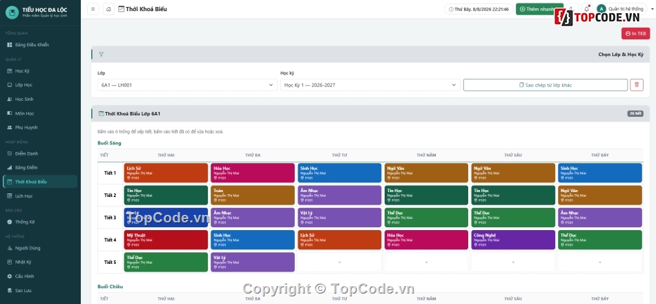 Full code Quản lý,Quản lý học sinh,Quản lý lớp học