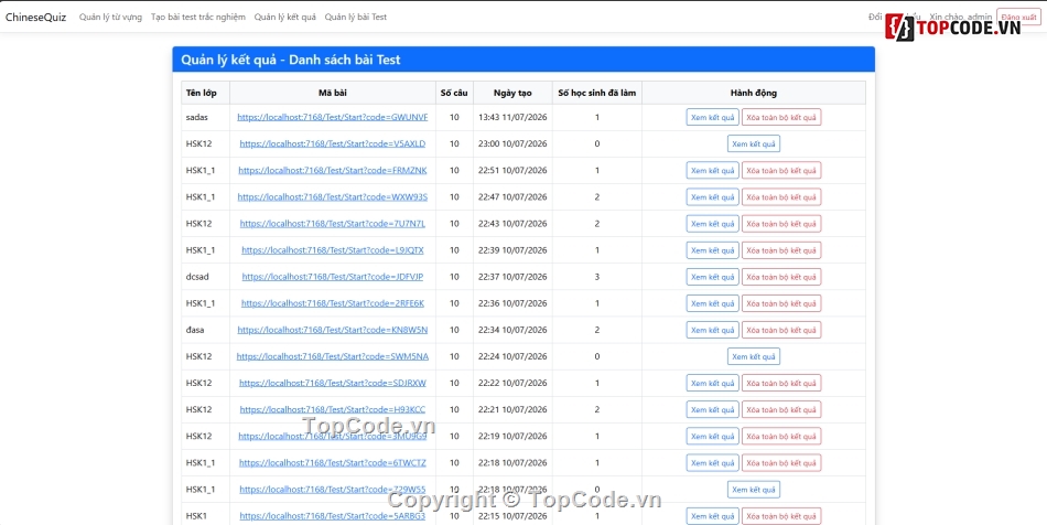 .NET MVC,Quản lý và kiểm tra từ vựng tiếng Trung,PostgreSql,code phần mềm quản lý C#,Học từ vựng tiếng Trung,full code phần mềm quản lý