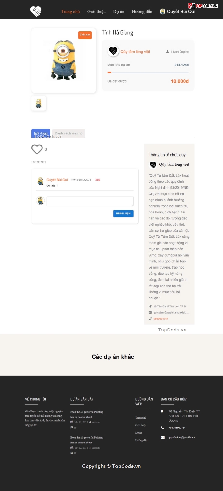 code website quyên góp,code phần mềm,code web từ thiện