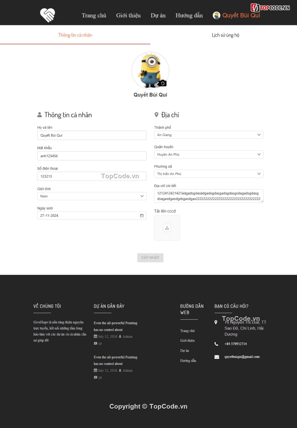 code website quyên góp,code phần mềm,code web từ thiện