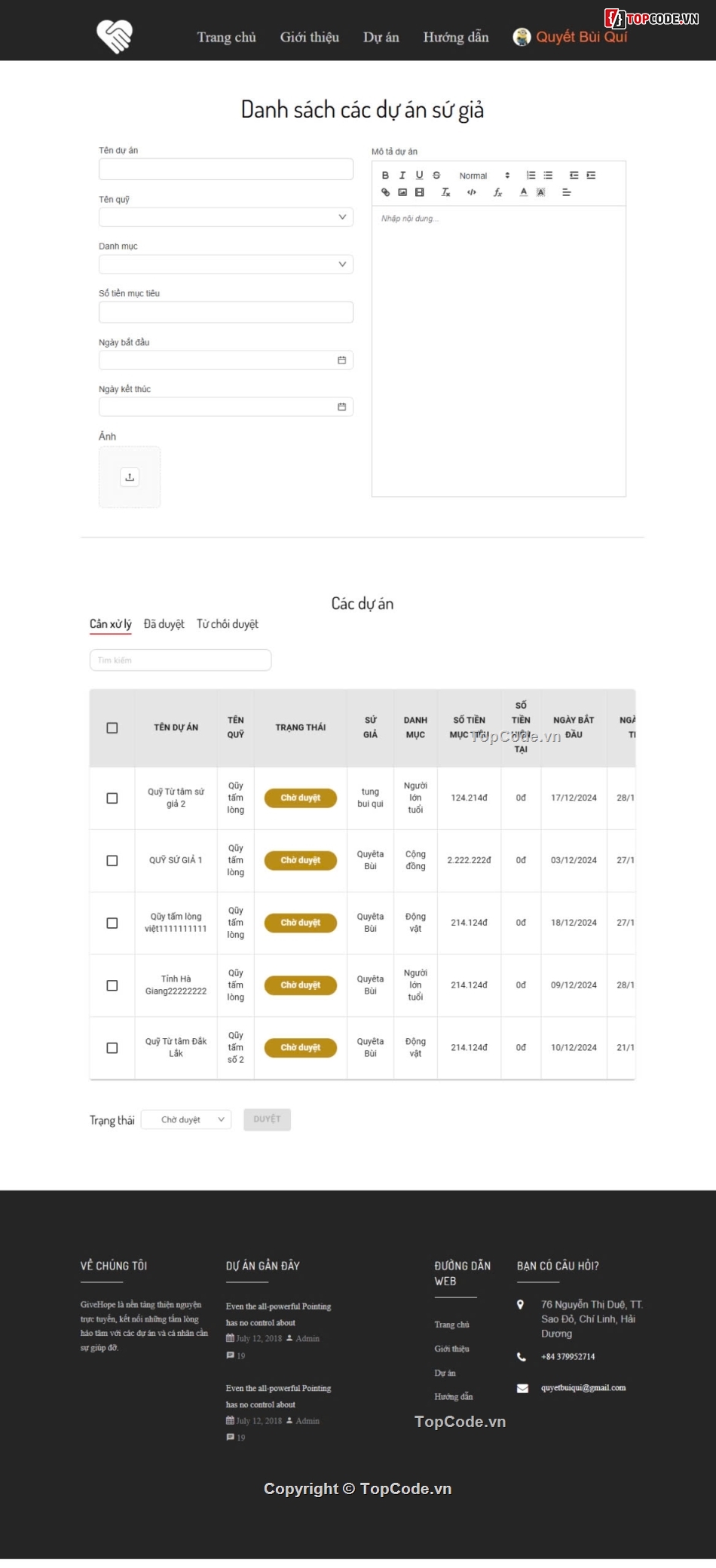 code website quyên góp,code phần mềm,code web từ thiện