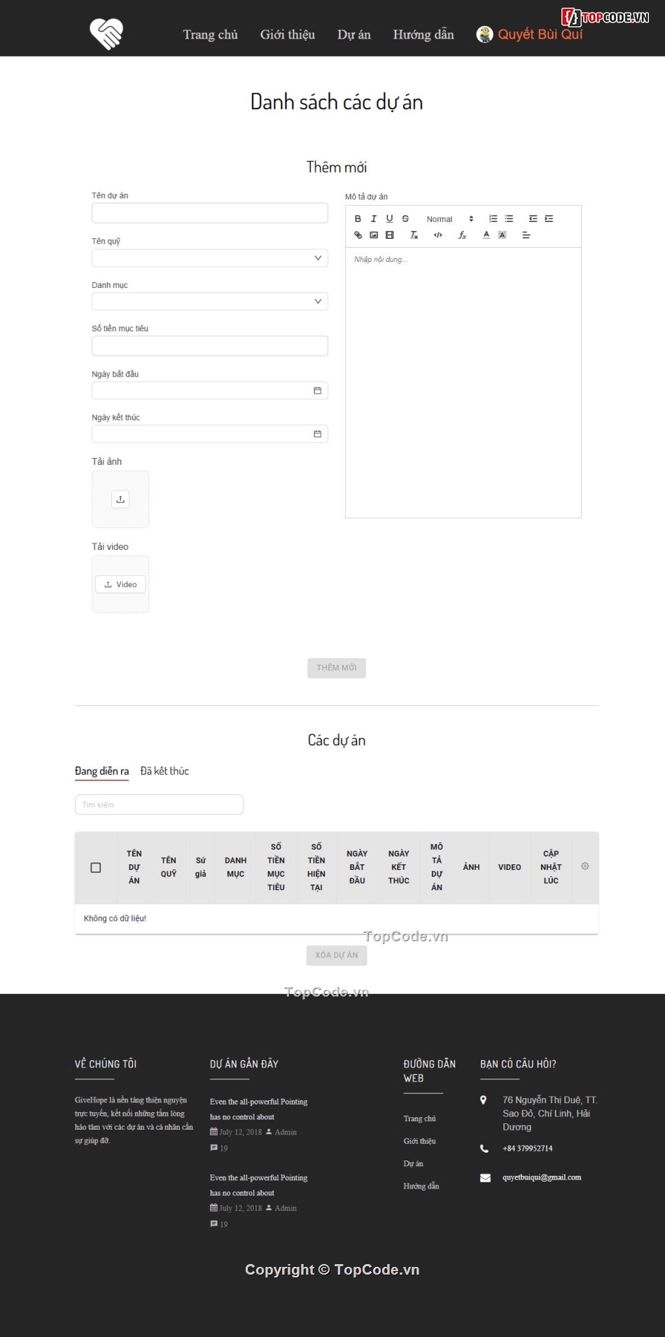 code website quyên góp,code phần mềm,code web từ thiện