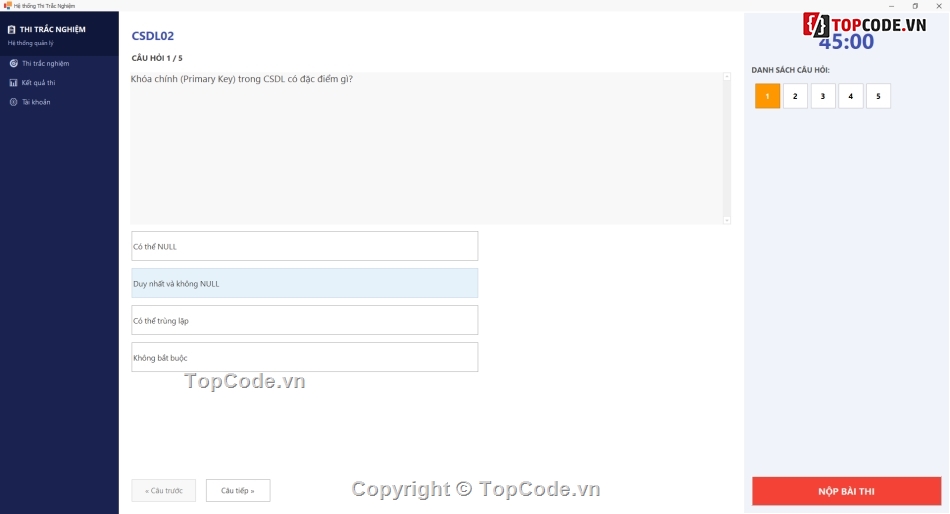 phần mềm tạo ngân hàng câu hỏi và chấm điểm c#,hệ thống thi trắc nghiệm c# sql server 3 lớp,phần mềm quản lý thi trắc nghiệm c#