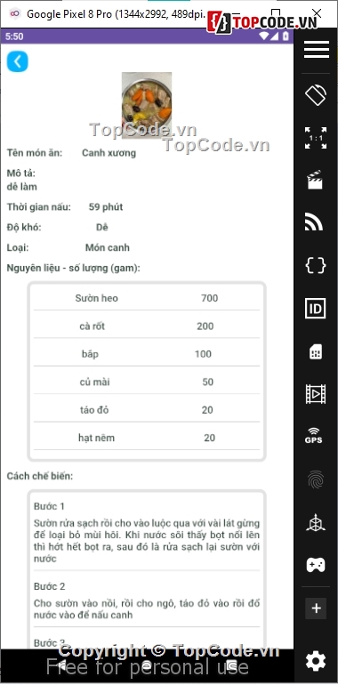 android,quản lý công thức nhà hàng,quản lý nhà hàng,SQLite,android quản lý