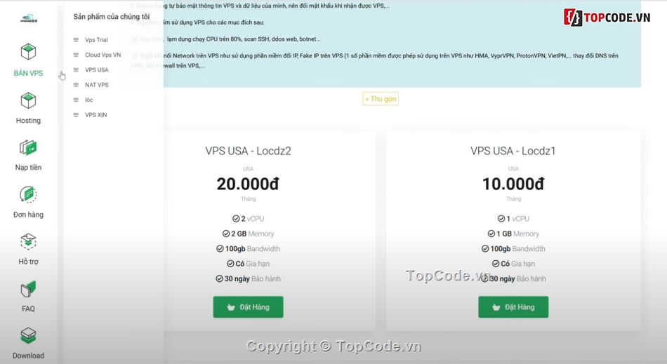 VPS,Code web bán dịch vụ VPS,tích hợp nạp tiền,Thông Báo Tele