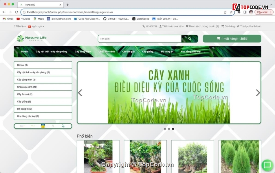 web bán cây cảnh,web bán hàng,php,mysql,opencart