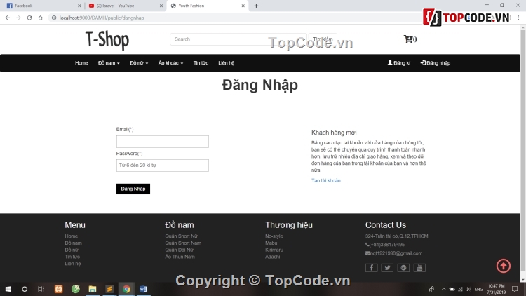 website bán hàng,php laravel,code web bán quần áo,full chức năng bán hàng,Website bán quần áo,Source bán quần áo