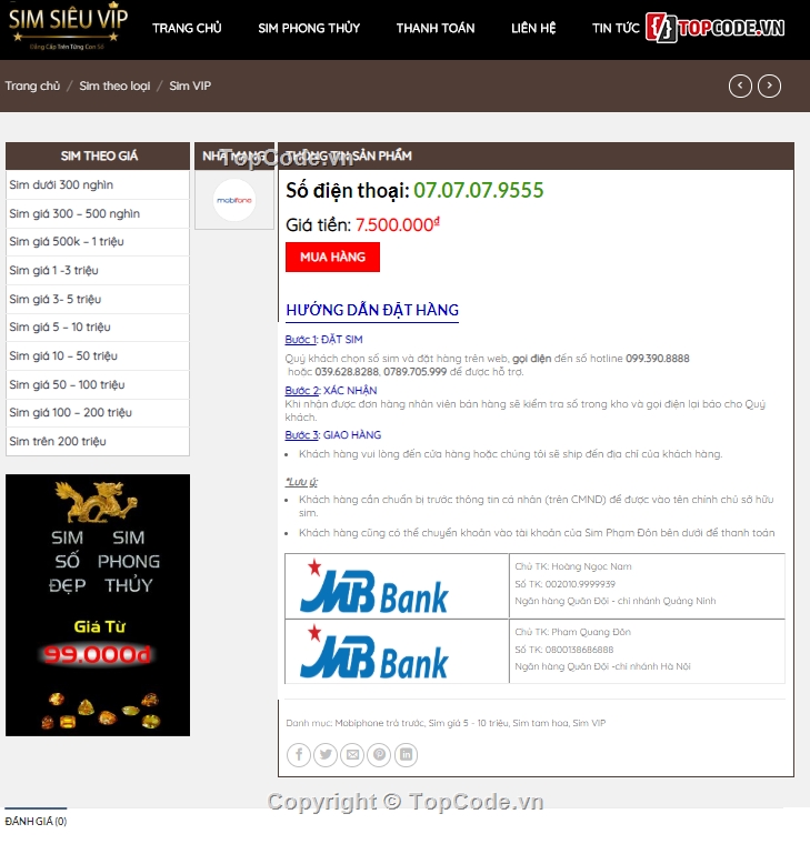 web bán sim số,website bán sim số wordpress,source code bán sim số