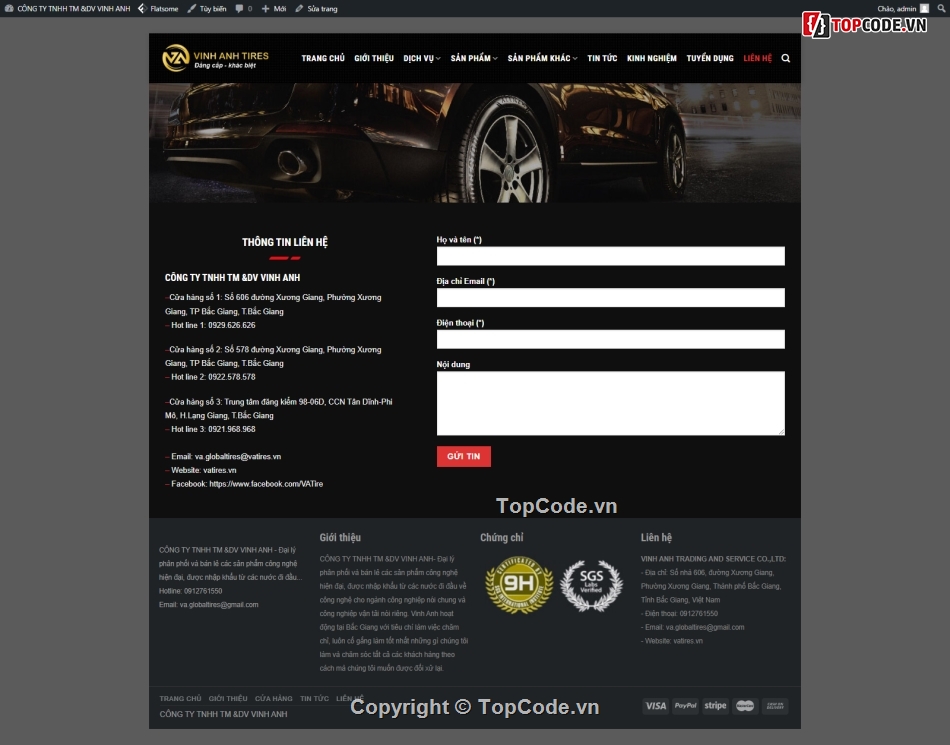 web giới thiệu ô tô,web bán ô tô,Code web công ty bán lốp xe,Code website giới thiệu công ty