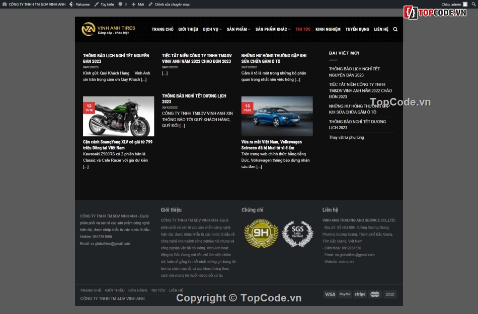 web giới thiệu ô tô,web bán ô tô,Code web công ty bán lốp xe,Code website giới thiệu công ty