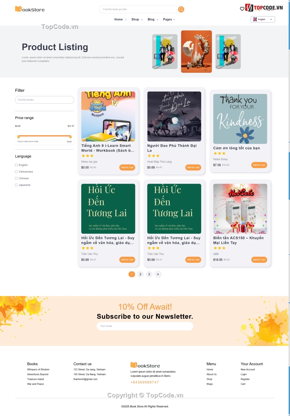 web bán sách,code website bán hàng,web thương mại điện tử,quản lý sản phẩm,website bán hàng online