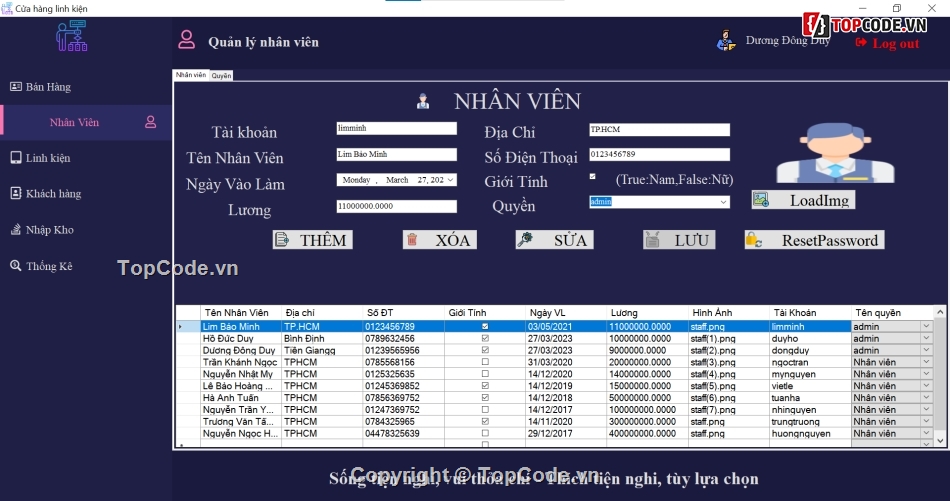 winform cửa hảng bán linh kiện điện tử,ado.net,sql server,mô hình 3 lớp,code bán hàng